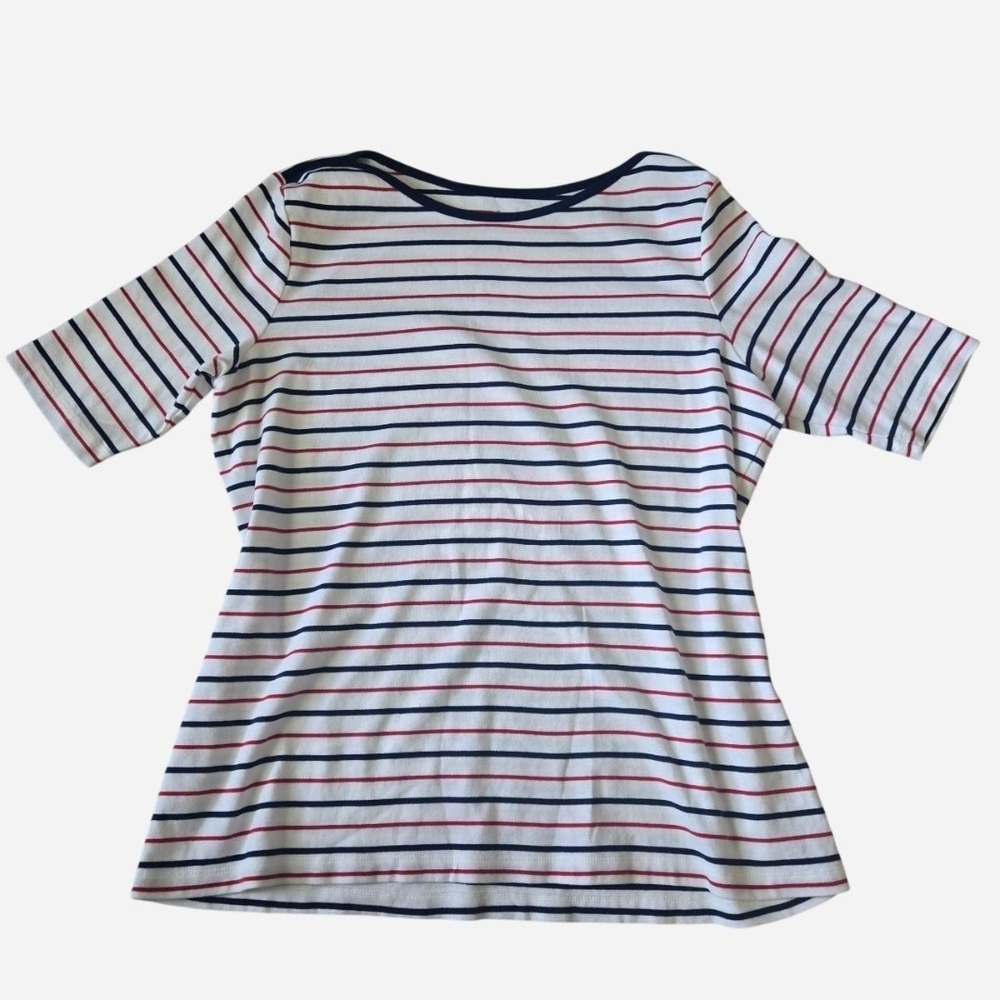 St. John's Bay Women's Striped Tee - Red, Blue, and White